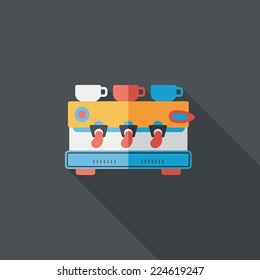 coffee machine flat icon with long shadow,eps10
