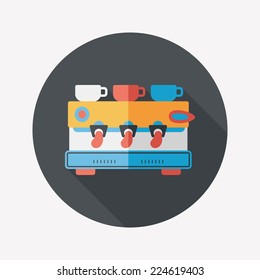 coffee machine flat icon with long shadow,eps10