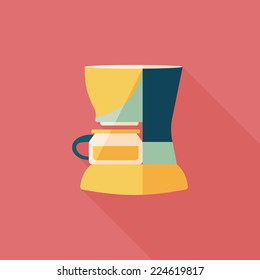 coffee machine flat icon with long shadow,eps10
