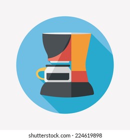 coffee machine flat icon with long shadow,eps10