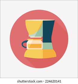 coffee machine flat icon with long shadow,eps10