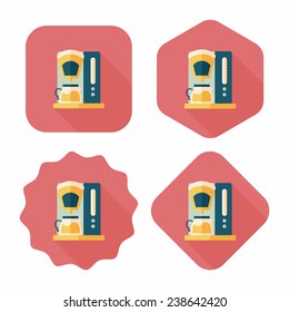 coffee machine flat icon with long shadow, eps10