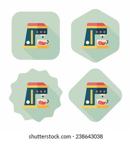 coffee machine flat icon with long shadow, eps10