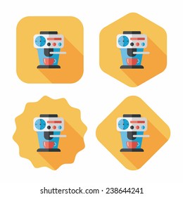 coffee machine flat icon with long shadow, eps10