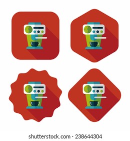 coffee machine flat icon with long shadow, eps10