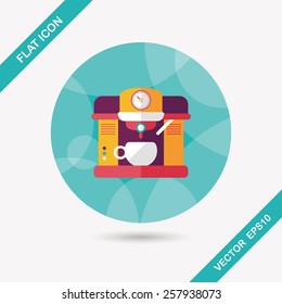 coffee machine flat icon with long shadow,eps10