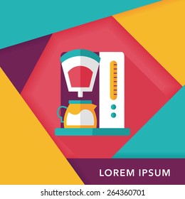 coffee machine flat icon with long shadow,eps10