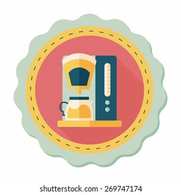 coffee machine flat icon with long shadow,eps10