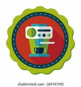 coffee machine flat icon with long shadow,eps10