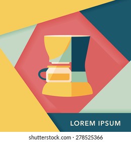 coffee machine flat icon with long shadow,eps10