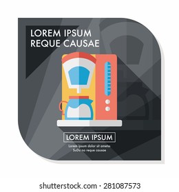 coffee machine flat icon with long shadow,eps10