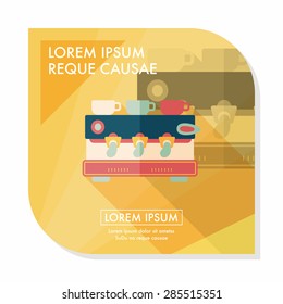 coffee machine flat icon with long shadow,eps10