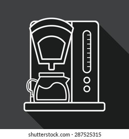 coffee machine flat icon with long shadow, line icon