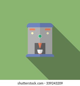 coffee machine flat icon with long shadow