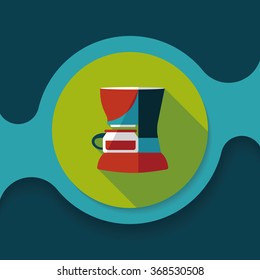 coffee machine flat icon with long shadow,eps10