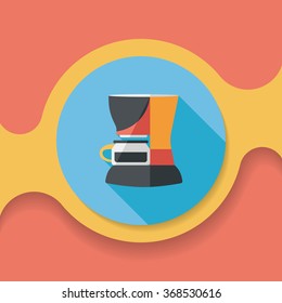 coffee machine flat icon with long shadow,eps10