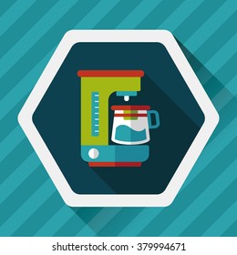 coffee machine flat icon with long shadow,eps10