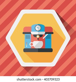 coffee machine flat icon with long shadow,eps10