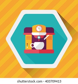 coffee machine flat icon with long shadow,eps10