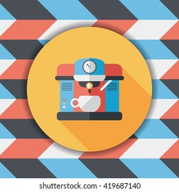 coffee machine flat icon with long shadow,eps10