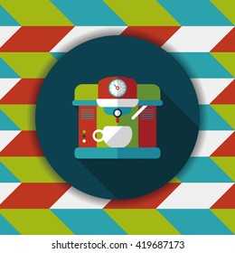 coffee machine flat icon with long shadow,eps10