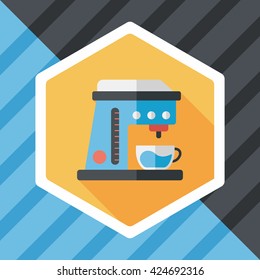 coffee machine flat icon with long shadow,eps10
