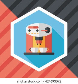 coffee machine flat icon with long shadow,eps10