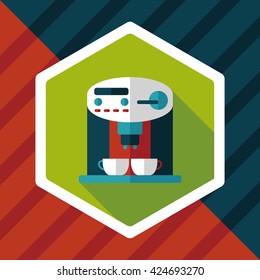 coffee machine flat icon with long shadow,eps10