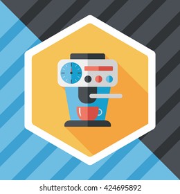 coffee machine flat icon with long shadow,eps10