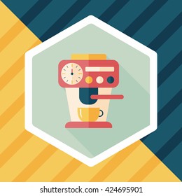 coffee machine flat icon with long shadow,eps10