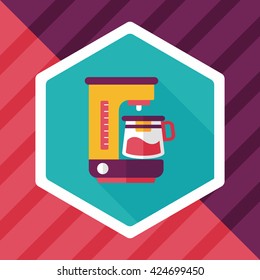 coffee machine flat icon with long shadow,eps10