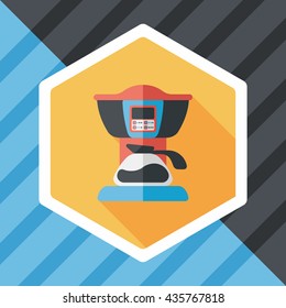 coffee machine flat icon with long shadow,eps10