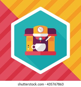 coffee machine flat icon with long shadow,eps10