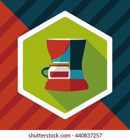 coffee machine flat icon with long shadow,eps10