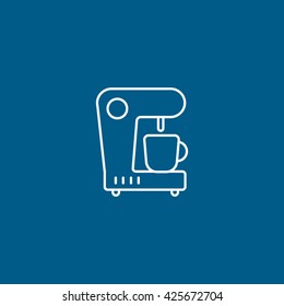 Coffee Machine Flat Icon On Blue Background