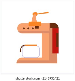  Coffee machine flat icon. Small electrical machine for making fresh hot drinks. Tea and coffee preparation concept. Color vector illustration