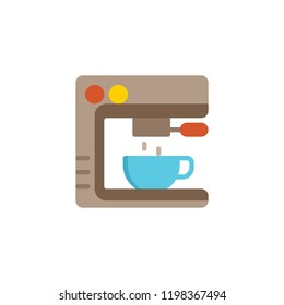 Coffee machine flat icon, vector sign, colorful pictogram isolated on white. Electric coffee maker symbol, logo illustration. Flat style design