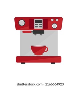 Coffee machine flat illustration. Front view of coffee machine. Vector.