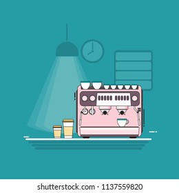 Coffee machine flat vector design.