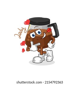 ilustración de coqueteo de cafetera. vector de caracteres
