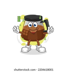 máquina de café con batería completa. vector de mascota de dibujos animados