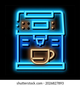 coffee machine gadget neon light sign vector. Glowing bright icon coffee machine gadget sign. transparent symbol illustration