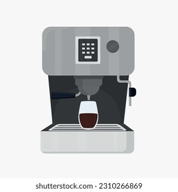 Coffee machine with glass glass coffee with milk ground coffee vector illustration
