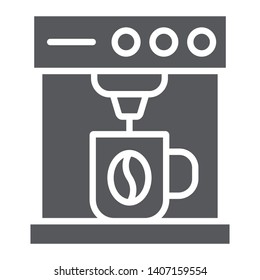 Coffee machine glyph icon, coffee and appliance, coffee maker sign, vector graphics, a solid pattern on a white background, eps 10.