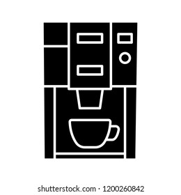 Coffee machine glyph icon. Electric coffeemaker. Coffee house or cafe appliance. Silhouette symbol. Negative space. Vector isolated illustration