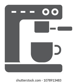 Coffee machine glyph icon, kitchen and cooking, cup sign vector graphics, a solid pattern on a white background, eps 10.