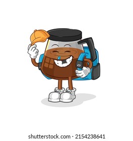 coffee machine goes to school vector. cartoon character