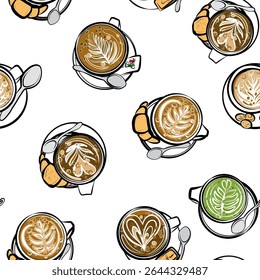  Koffiezetapparaat, molen, Turkse koffie, melkopschuimer, filterkoffie, Franse pers. Lijnkunst. Handgetekende vectorclipart.