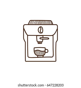 Coffee machine hand drawn doodle icon.