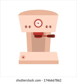 Coffee machine for home kitchen. For you design isolated on white. Flat vector illustration. 